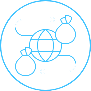 Globe, money + financial services icon