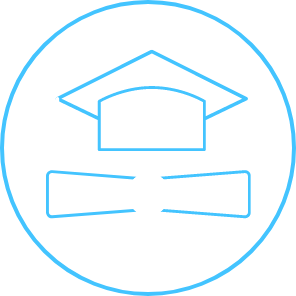 Graduation cap + diploma higher education icon